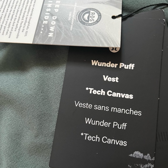 lululemon Wunderpuff Vest Tech CanvasDark Forest Green XL